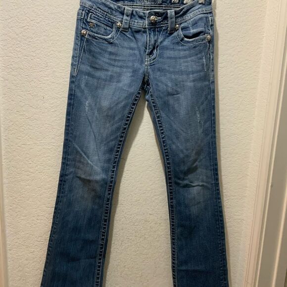 Miss Me Boot Cut Jeans Womens 27  Blue Sequin Embellished Y2K inseam 31 - Picture 3 of 9